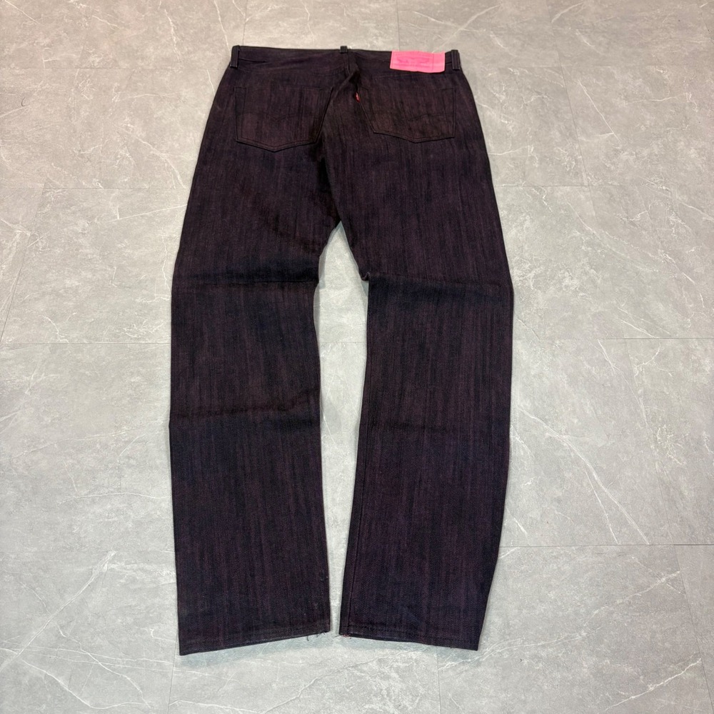 Levis 501 Original Fit Jeans Mens 32x32 Dark Indigo Pink Overdye Straight Leg